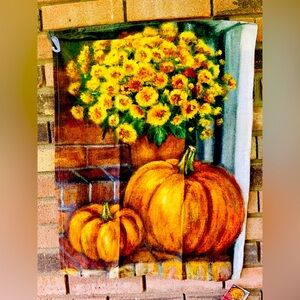 *Porch Steps and Fall Flowers Kitchen Towel
